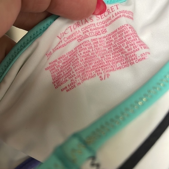 VICTORIA’S secret black & white stripe triangle bikini size S/P - Picture 5 of 7